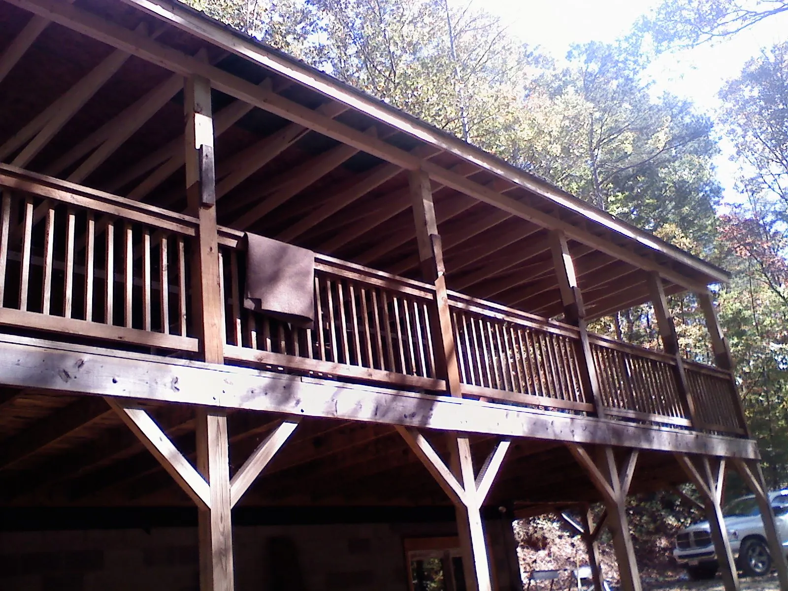 Timber framing under a new elevated porch and deck — Roof Leak Repair in Ariel by Roofing Brothers
